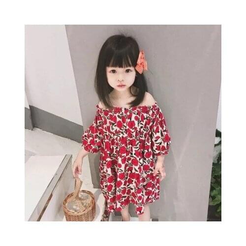 Gir Dress Kids Dresses for Girls 2019 Summer New Toddler Girl Shoulderless Party Dress Childrens Girls Vestido Floral Infantil