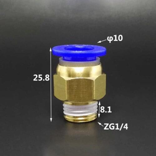 DN8 G1/4" BSP Male x Fit Tube OD 10mm Brass Pneumatic Air Hose Quick Connector Push In Coupler Water Gas Oil