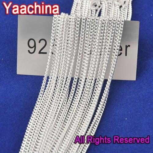 Stock 24Hours Free Ship 100PCS 18" Jewelry Findings Flat Curb Link 925 Sterling Silver Necklace Chains For Pendant Bulk