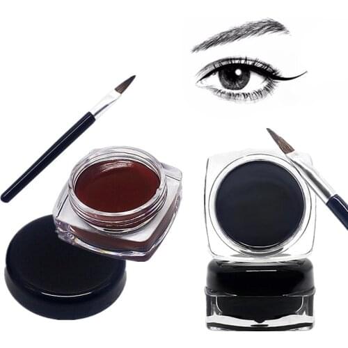 Black Brown Color Eyeliner Gel with Brush Easy to Wear Makeup Long-lasting Waterproof Eye Liner Make up Beauty Women Cosmetics