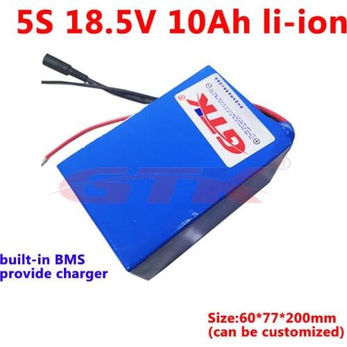 GTK 16V lithium 18.5V 10Ah li ion battery pack with bms portable for LED light control monitor sound equipment+2A charger
