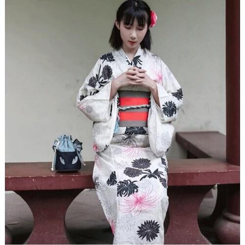 Japanese Standard kimono bathrobe suits traditional summer sacrifice Dress Lady Linen formal modified version kimono Beige Blue