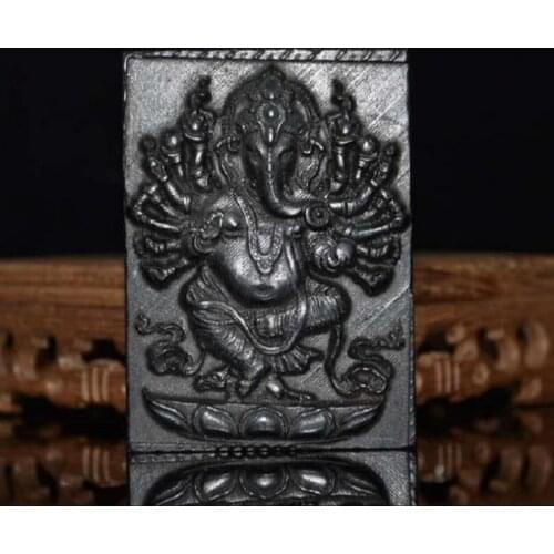 Hongshan culture archaize black iron meteorite Elephant Trunk god pendant statue