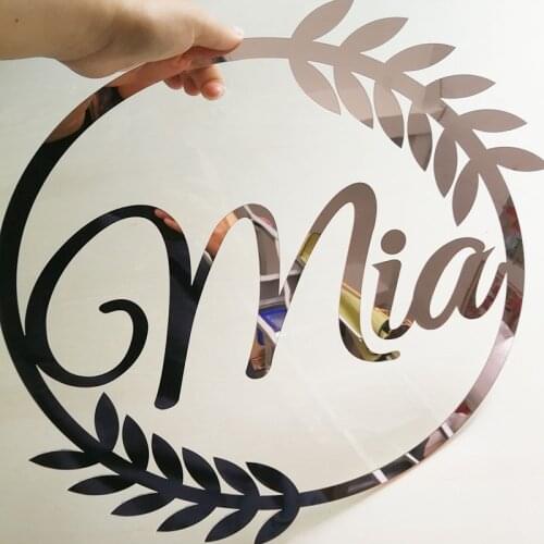 Custom Door Sign Name Personalized Mirror Rose Gold Wedding Name Sign Baby Shower Signature Party Room Decor Laser Cut