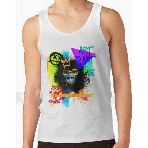 Art Is Not A Crime Tank Tops Vest Sleeveless Gamers Zombie Mosnter Horror Skull Neon Music Red Neverstop Love Monkey
