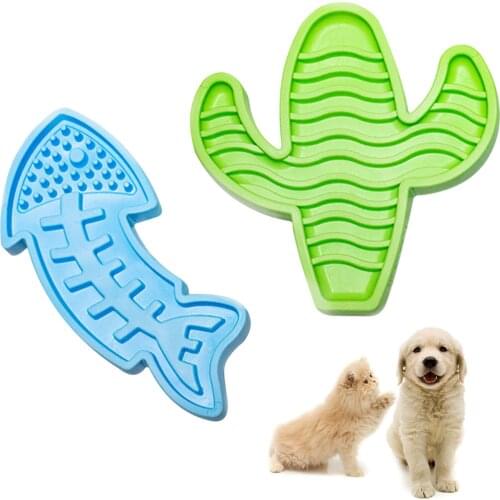 Fish Cactus Shape TPR Material Slow Bowl Dog Lick Mat Slow Feeding Food Bowl For Dogs Puppy Cat Treat Feeder Pet Supplies
