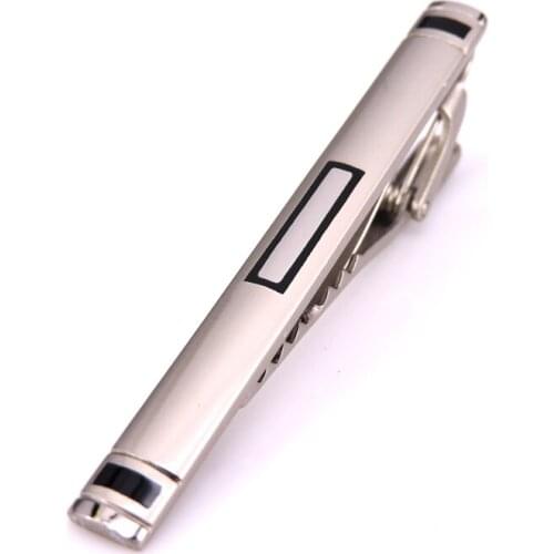 Fashion silvery band gold tie pin lock wedding gift gold metal tie clip high quality mens gift