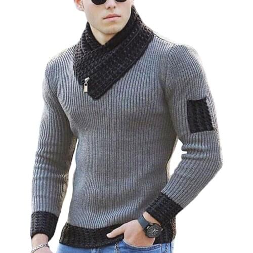 Autumn Winter Turtleneck Men Sweaters Casual Slim Knitted Sweater Men Solid FullSleeve Scarf Collar Jumper Sweater 3XL Pullovers