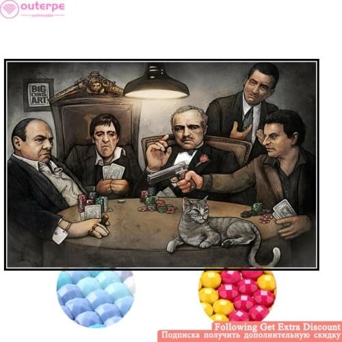 Gangsters Godfather Scar face DIY 5D Full Drill Diamond Painting Daimant Embroidery Diamond Cross Stitch Mosaic Christmas Decor