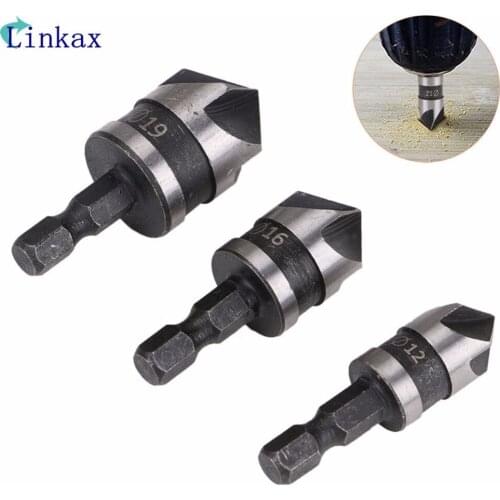 12mm 16mm 19mm Countersink Bore Set 1/4" Hex Shank Wood Plastic Tools Drill Bit Set Woodworking Boring Chamfer