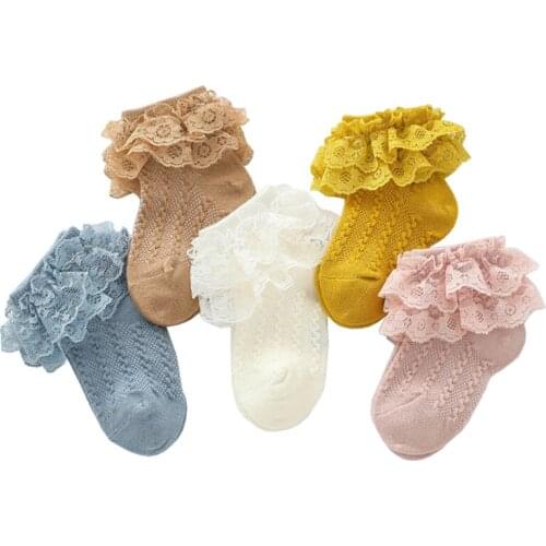 New spring and autumn girls socks double lace girls baby socks
