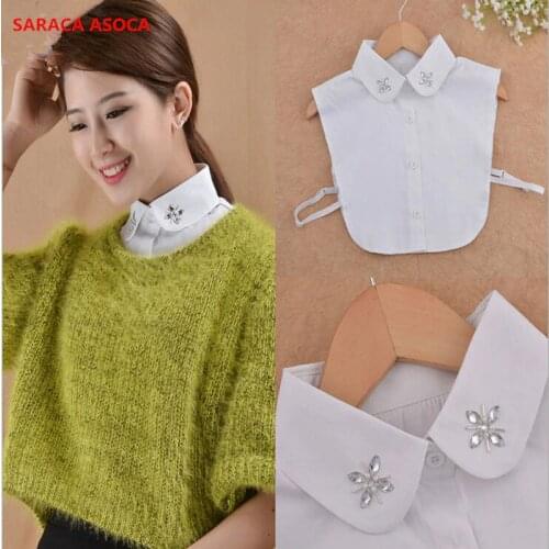 Wholesale And Retail Fashion Diamond Cotton False Collar Female Free Size Detachable Shirt Collars For Womens B5