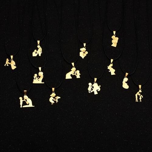 Mothers Day Necklace Trendy Pregnant Mom Daughter Son Father Love Necklace Stainless Steel Family Baby Choker Thanksgiving Gift