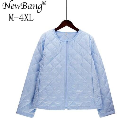 NewBang Brand Plus Size Lightweight Cotton Coat Women Winter Warm Liner Collarless Coat With Zipper Female Slim Jackets