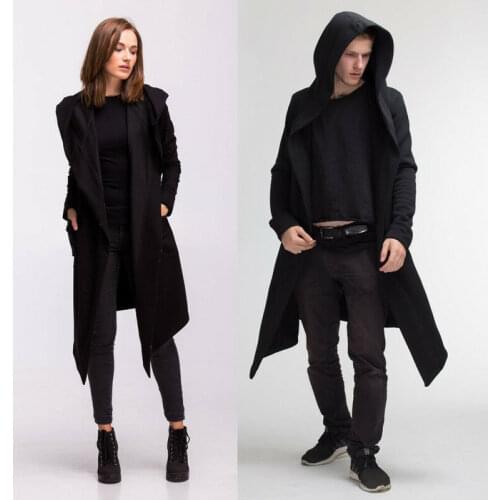 Women Men Casual Cloak Cape Long Trench Outwear Hooded Coat Jacket Warm