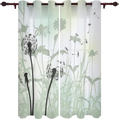 Luxury Window Curtain Flower Dandelion Art Autumn Hotel Home Living Room Kitchen Bedroom Translucent Polyester Curtain