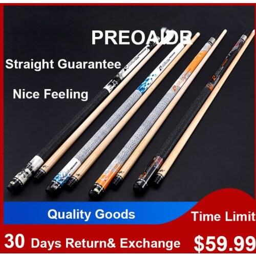PREOAIDR tacos de billar pool 13mm 11.5mm Tip Size Linen Wrap Pool Cues on Sale