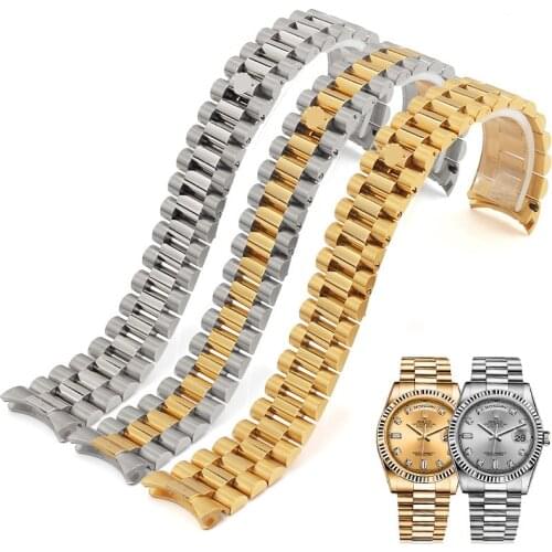 13mm 17 20 21mm mens three-bead solid stainless steel strap suitable for Rolex series waterproof folding buckle delivery tool