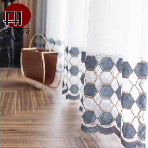 Luxury Tulle Curtains For Living Room Embroidered Sheer Curtain Voile For Door Window Treatments Price For 1 Single Panel