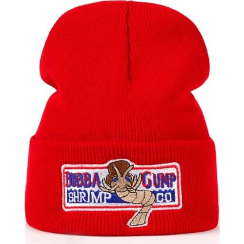 Forrest Gump Recover Cosplay winter hat Women Men BUBBA GUMP Warm autumn and winter Cotton Red Beanies Caps Hat