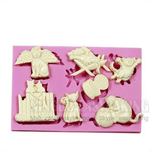 Silicone Cake Decorating Mold Multi Cat Themed Animal Silicone Mould For Fondant Chocolate Resin Clay Cake Tools