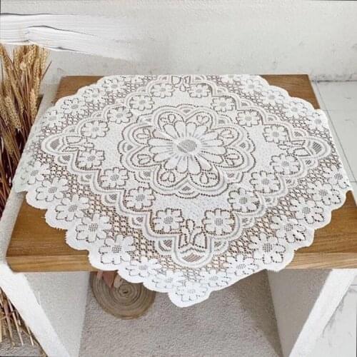 Modern Table Cloth Square White Vintage Lace Decorative Tablecloth Dining Table Cover Textile Wedding Party Hotel Home Decor
