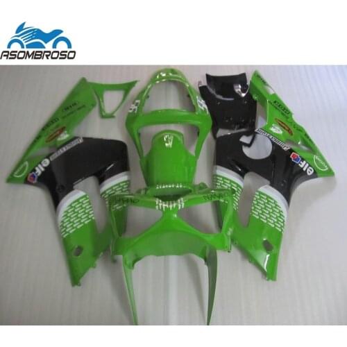 Sports kits Injection Motorcycle Plastic for Kawasaki Ninja ZX6R fairing kit 2003 2004 green black fairing set zx6r 03 04 GV47