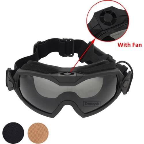 Tactical Goggles Anti-Fog with Micro Fan Outdoor Airsoft Paintball Protective Military Motocycle Goggle W/ Interchangeable Lens