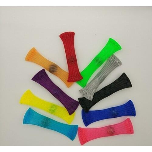 Woven Mesh Tube with Marbles Ball Autism ADHD Anxiety Therapy Squeezing Vent Toys Stress Relief Hand Fidget Toy