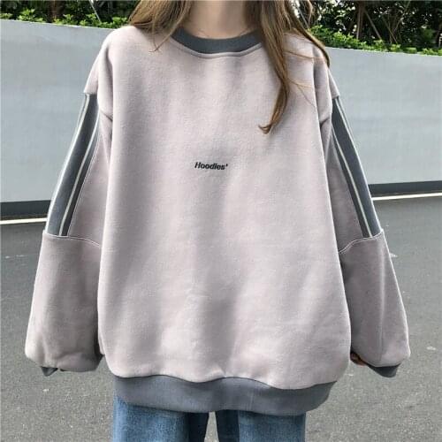 Streetwear Ladies Sweatshirt Casual Kawaii Print Hoodie Thick and Velvet Student Korean Harajuku Fashion Chic Top Streetwear