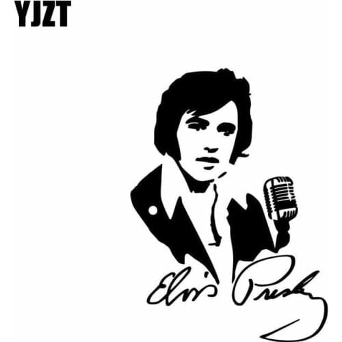YJZT 11.3CM*15.6CM Singer Elvis Presley Autograph Vinyl Decal Car Sticker Black/Silver C3-0026