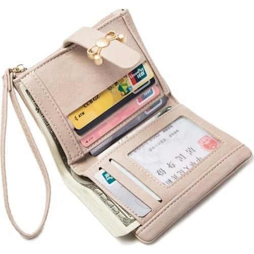 Women Wallets Short Wallet Woman Six Leaf Clover Printed Zipper Mini Coin Purse Small Wallet Female PU Leather Card Holder