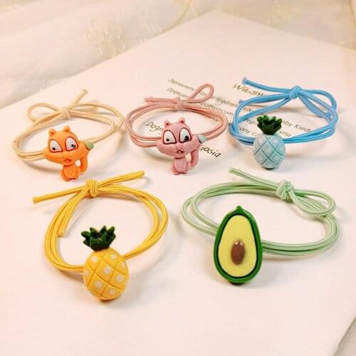 10pcs High Elasticity Sweet Colorful Hair Rope Headband Head Flower Avocado HairRing Women Girls Avocado Hair Ring