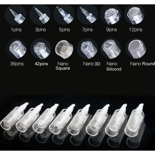 For Electric Auto Micro Needle Pen Seal Cartridge 10 pcs Eyebrow Tattoo Rotary Makeup Permanent Needle Needle Nano Tips 13 types