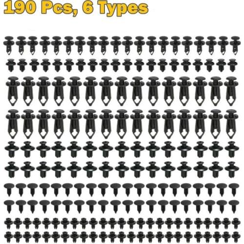 190 Pcs Auto Fastener Clips Car Fixing Rivet Retainer 6 Types For Door Panel Fender Liner Bumper Trim
