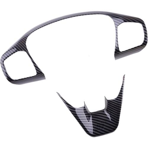 2Pcs/Set Car Steering Wheel Trim Cover Frame Decor Frame ABS Carbon Fiber Style Fit For Ford Fiesta ST Mk 2018 2019 2020