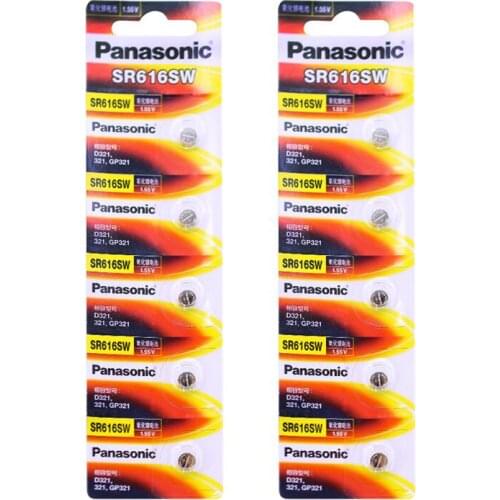20pcs/lot Panasonic 1.55V SR616SW 321 Silver Oxide Watch Battery D321 321 GP321 6.8*6MM Button Coin Cell Batteries Made in Japan