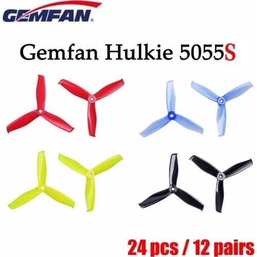 24 pcs / 12 pair Gemfan Hulkie 5055S 3 Blade cw ccw Propeller prop compatible 2205 brushless motor for FPV Racing Drone frame