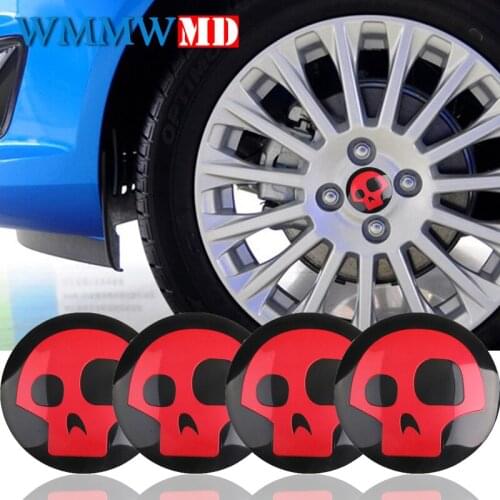 4x 56mm Red Skull logo Car Tyre Steering Wheel Center Hub Cap Emblem Decal Badge Symbol Sticker creative patterns cap sticker