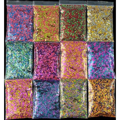 500g Round/Circle Laser Mixed Nail Glitter Sequin ilver/Gold/Red UltraThin Flashing DIY Manicure 12Colors Nail Hologlitter PD52