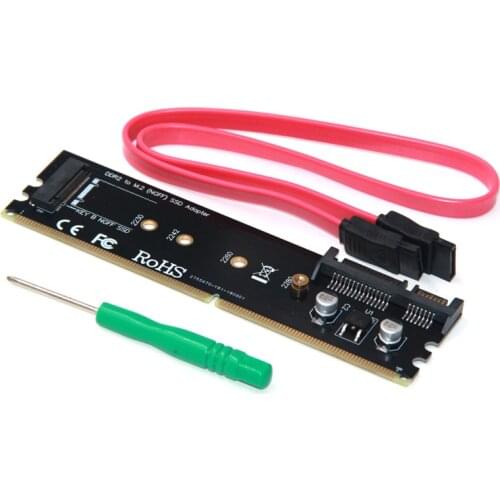 DDR2 DDR3 DDR4 to M2 SSD Adapter M.2 NGFF B Key Riser Card SATA 15Pin Power + SATA 7Pin Data Port Support 2242 2260 2280 M.2 SSD