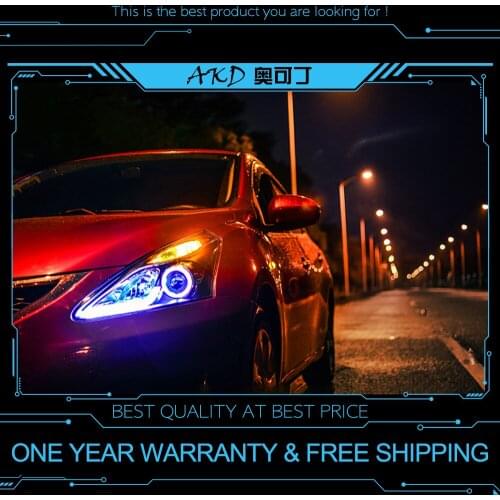 AKD tuning cars Headlight For Nissan Tiida 2011-2015 Headlights LED DRL Running lights Bi-Xenon Beam Fog lights angel eyes Auto