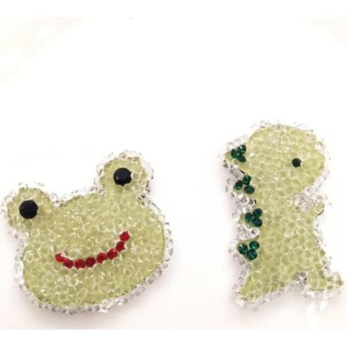 8pcs/lot 3cm Rhinestone frog head Padded appliques for headwear decoration handmade hair accessories