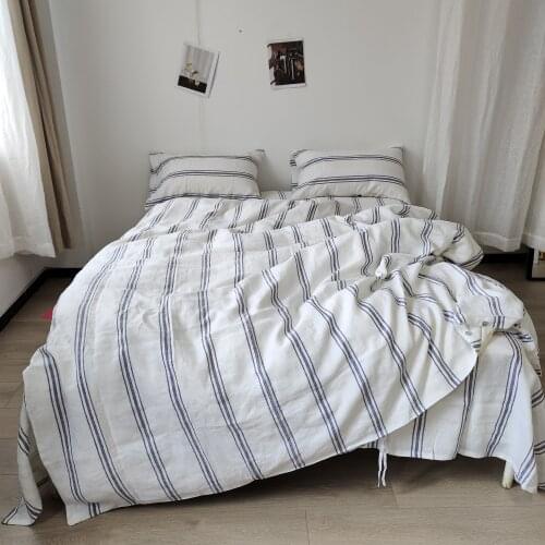 Set of 3 Shabby chic Pre washed 100% Natural Linen bedding duvet cover comforter ruffles with 2 matching pillowcases Pink