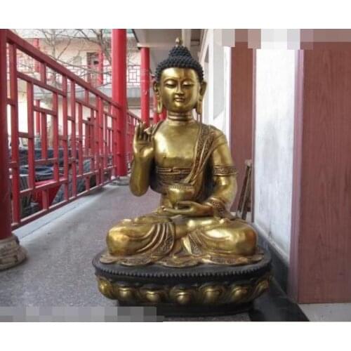Free shipping S03505 40"Tibet Buddhism temple classic Bronze Gild Sakyamuni Buddha Statue Hold Bowl