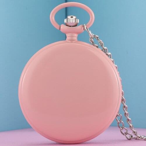 Cutey Pink Pocket Watch Quartz Flip Smooth Cover White Digital Dial Alloy Comfortable Necklace Gift For Mother Daughter Wife Kid