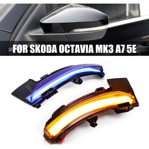 For Skoda Octavia Mk3 5E 2013-2019 SUPERB 2x Side Mirror Indicator Dynamic Blinker LED Turn Signal Light Car Accessories
