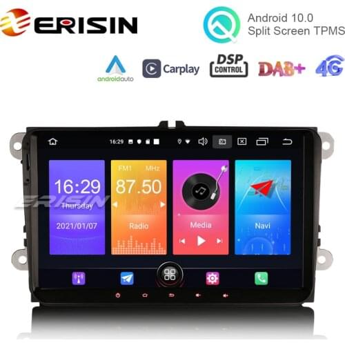 Erisin 2718 9" Android 10 Car Stereo GPS TPMS DAB+ 4G Wireless CarPlay For VW Golf 5/6 Passat Polo Tiguan Caddy Jetta Seat Skoda