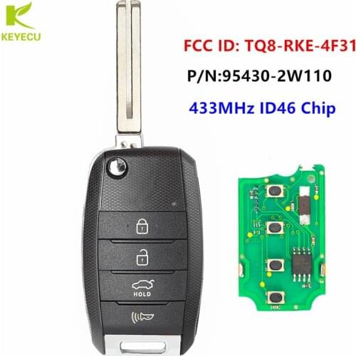 KEYECU Replacement Upgraded Remote Key Fob 433MHz ID46 Chip for Hyundai Santa Fe 2017-2018 FCC: TQ8-RKE-4F31,95430-2W110