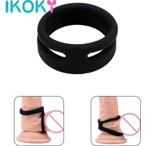 IKOKY Cock Rings Delay Ejaculation Penis Rings Chastity Cage Penis Enlargement Sex Toys for Man Sex Products Silicone